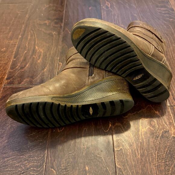 Keen Kate Women's Brown Leather Side Zip Wedge Ankle Booties Boot Size US7 UK4.5 - Picture 7 of 8